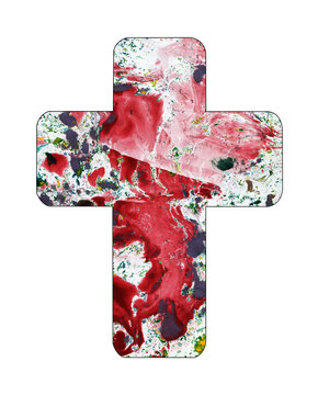 Art abstract cross.Hand watercolor painting on paper.