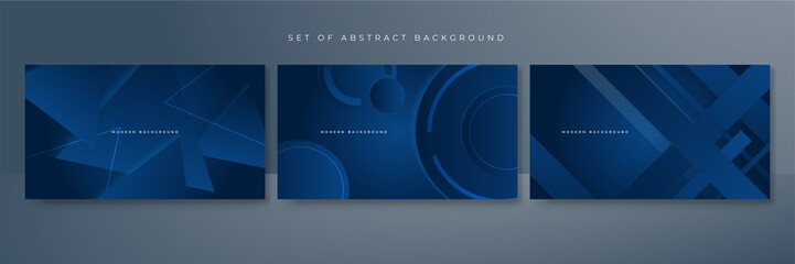 Fototapeta premium Set of abstract blue background for corporate business presentation design