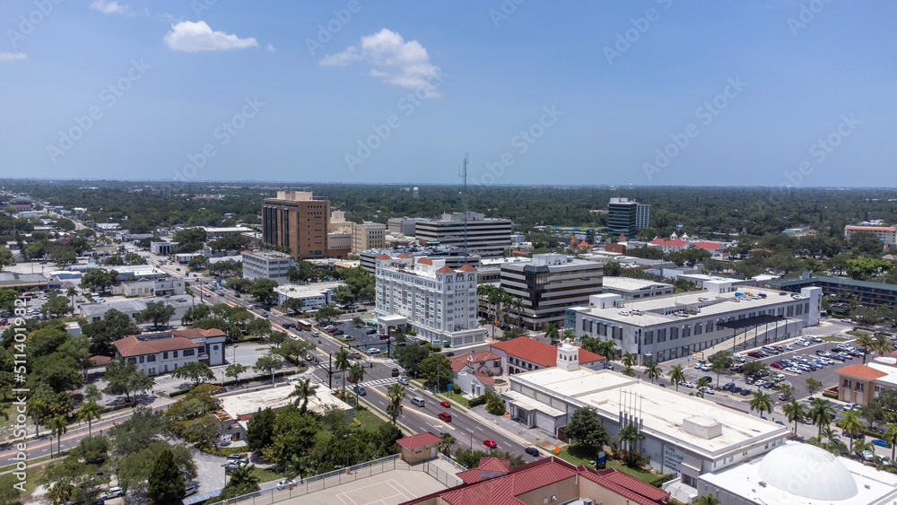 Wall mural Drone Shot of Bradenton Florida Downtown Area