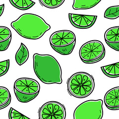Seamless lime doodle pattern with a colorful design suitable for background