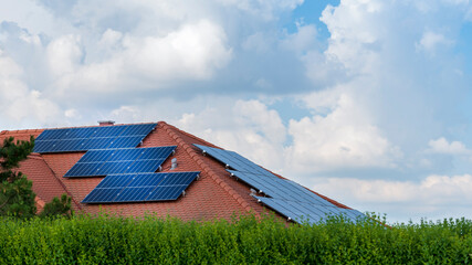 The roof plane of a family house is not always the ideal orientation for solar panels, so panels are installed in several directions to achieve the desired output.