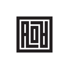 Initial letter AOA logo icon design, square shape monogram logo