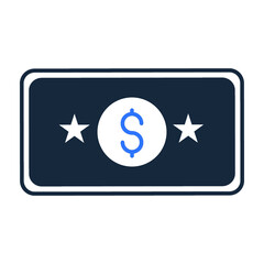 American dollar bill flat icon for financial apps and websites