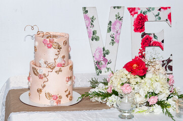 Tasty Decorated Cake For Social Event Reception; Birthday, Wedding Or Party