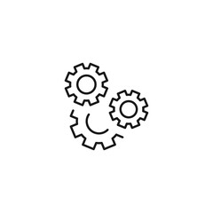 Obraz premium Setting or engineering concept. Vector sign drawn with thin line. Editable stroke. Perfect for web sites, stores, shops. Vector line icon of gear or cogwheels