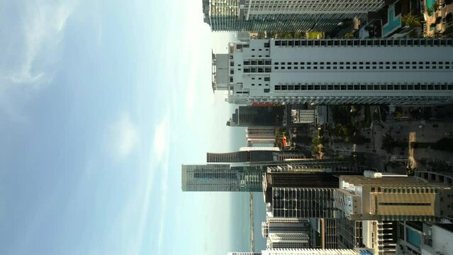 Vertical aerial video Miami Brickell drone clip