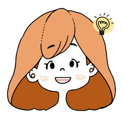 アイディアが閃いて嬉しそうな表情の女の子