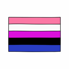 genderfluid pride flag doodle icon, vector color line illustration