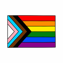 progress pride flag doodle icon, vector color line illustration