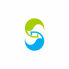 letter s leaf water natural design logo vector