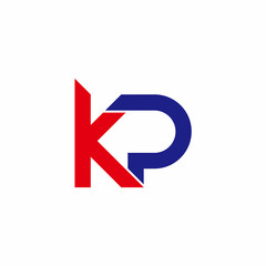 letter kp linked colorful geometric line logo vector