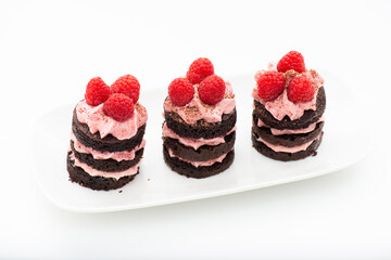 Freshly baked home made Chocolate Raspberry Gateaux with buttercream.