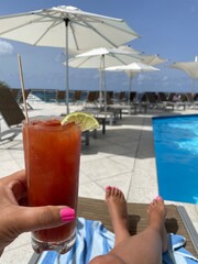 Bloody Mary cocktail by  the pool
