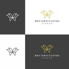 Fototapeta na wymiar Butterfly lotus logo icon flat design template 