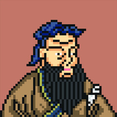 character figures with pixel art vector style