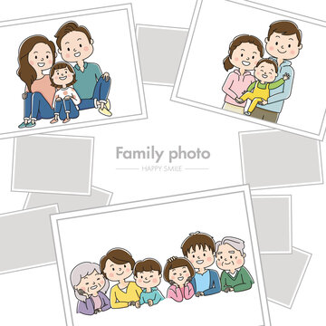 家族写真セット,親子,3世代,両親,孫,笑顔,素材