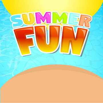 Summer Fun on Beach and Water Vector Colorful Kids Graphic Design Illustration
