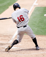 Baseball player batting, left-handed