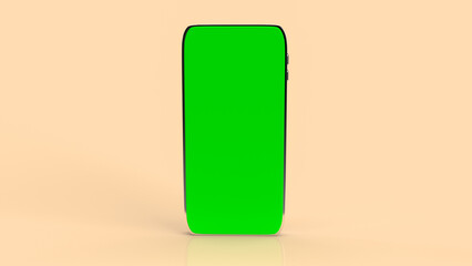 The mobile phone green screen for media or technology concept 3d rendering