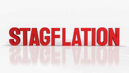 The red stagflation text on white for business concept 3d rendering