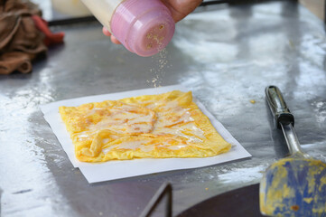 preparing dough for baking
