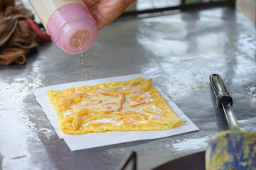 preparing dough for baking