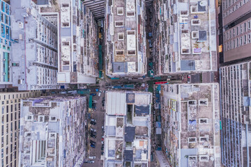 Old residential buildings in Tokwawan, Hong Kong