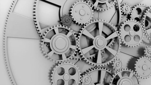 Industrial video background with gears. 3d animation.