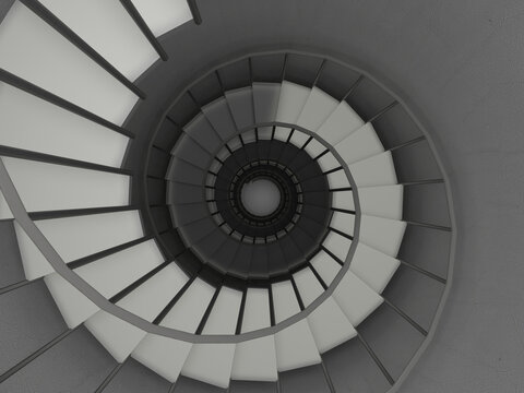 から見た螺旋階段　3Dイラストレーション
