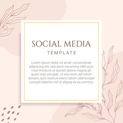 Social media feed post template with organic shape background