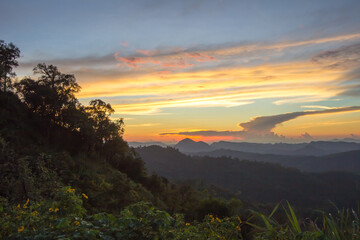 Impressive scenery during sunset from Kiew Lom viewpoint,Pang Mapa districts,Mae Hong Son,Northern Thailand.
