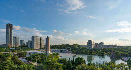 Fototapeta na wymiar The skyline of Science City, Huangpu District, Guangzhou, Guangdong, China