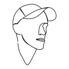 one line continuous drawing retro car man wearing baseball cap