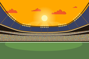 soccer stadium with green grass. Vector illustration