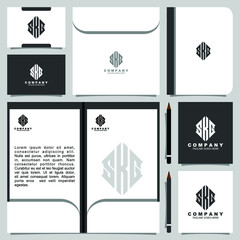 Creative letter monogram logo design with stationery template