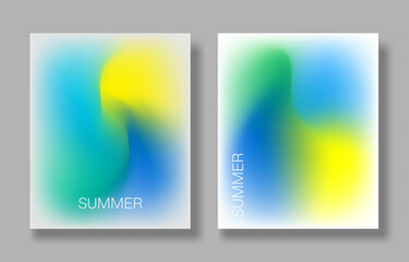 Set of Summer Blurred Gradient Card, Flyer Smooth Design Vector for Event, Banner, and Poster Background
