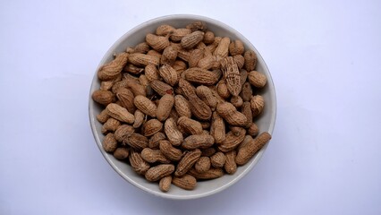 Roasted peanuts on isolated background