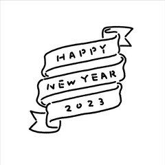 かわいい手書きの ” happy new year 2023 
