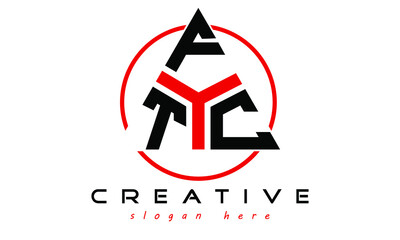 TFC three letter creative triangle shape in circle logo design vector template. typography logo | Letter mark logo | initial logo | wordmark logo | minimalist logo | gaming logo | emblem logo