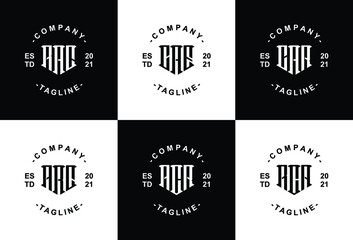 Obraz premium Creative letter monogram logo design with stationery template FRS KSC NBA PHA CVS PEAABS AOU AHC BH RV EZ ZR NA RK