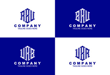 Creative letter monogram logo design with stationery template FRS KSC NBA PHA CVS PEAABS AOU AHC BH RV EZ ZR NA RK