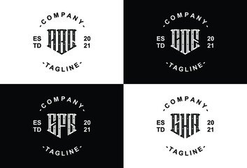 Fototapeta premium Creative letter monogram logo design with stationery template FRS KSC NBA PHA CVS PEAABS AOU AHC BH RV EZ ZR NA RK