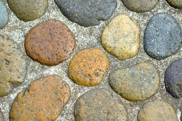 Colorful stone decorate on floor and walkway.