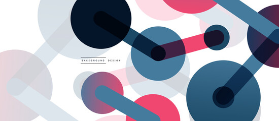 Line points connections geometric abstract background. Circles connected by lines. Trendy techno business template for wallpaper, banner, background or landing