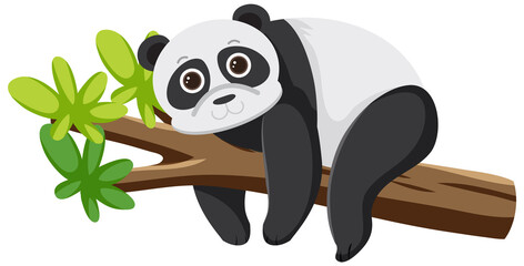 Cute panda bear in flat cartoon style