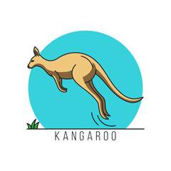Kangaroo logo concept. Isolated kangaroo on white background. Australian animals standing and jumping 
