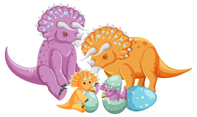 Cute triceratops dinosaur and baby