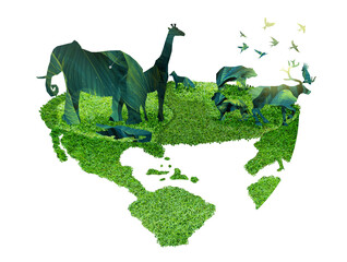wildlife silhouette on earth wildlife conservation concept
