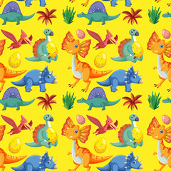Cute dinosaur seamless pattern