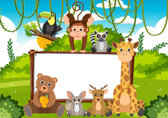 Obraz na płótnie Canvas Blank board with wild animals